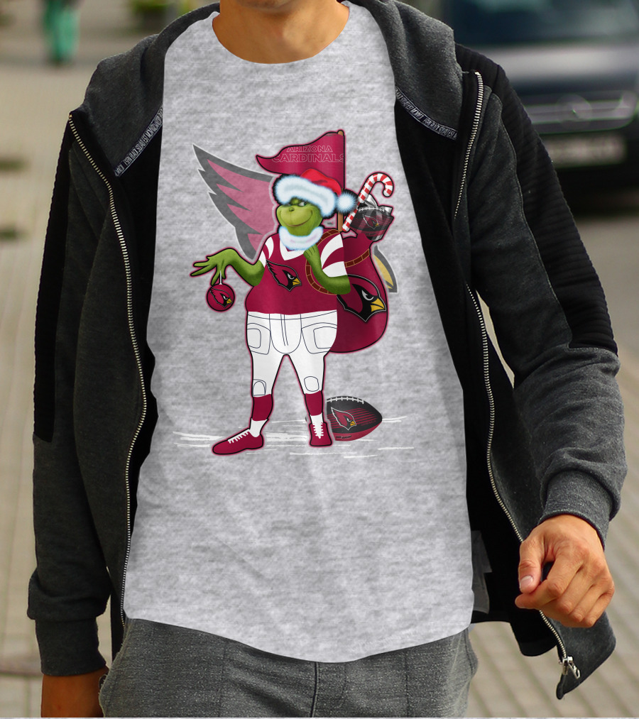 Grinchxmas Arizona Cardinals Christmas Football Fan Holiday Spirit T-Shirt