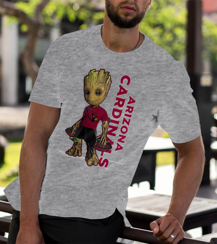 Groot Arizona Cardinals NFL Fan Art With Team Logo And Character T-Shirt