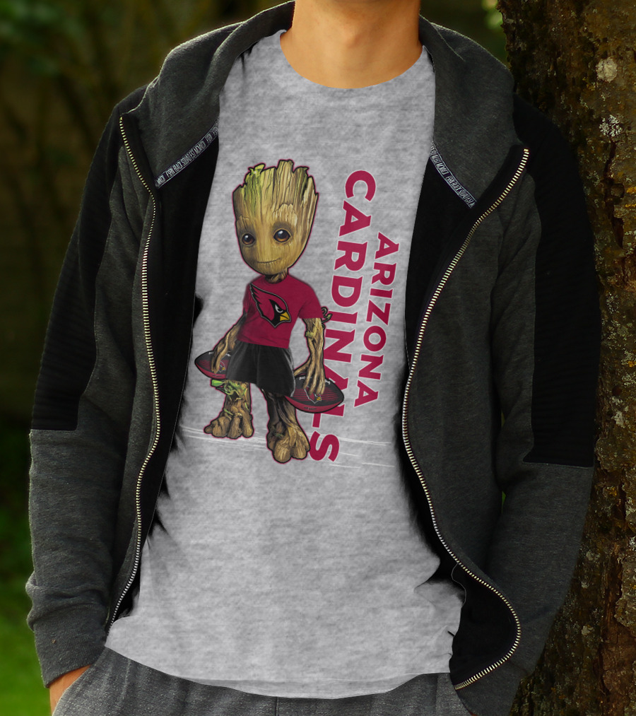 Groot Arizona Cardinals NFL Fan Art With Team Logo And Character T-Shirt