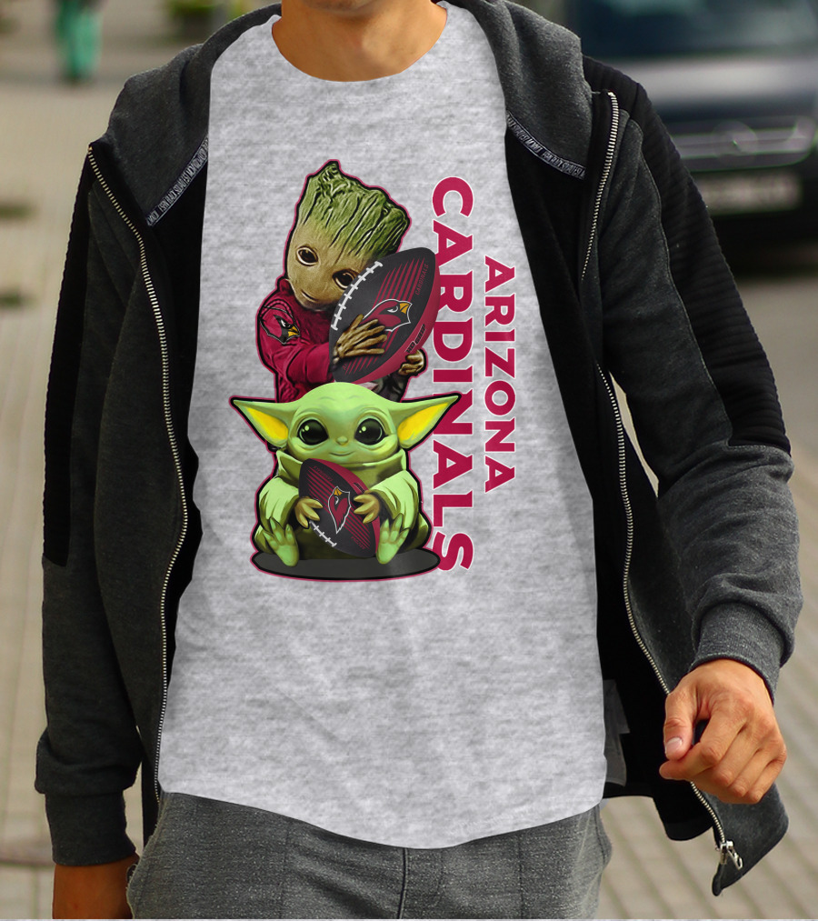 Grzd Arizona Cardinals Groot Baby Yoda Football T-Shirt