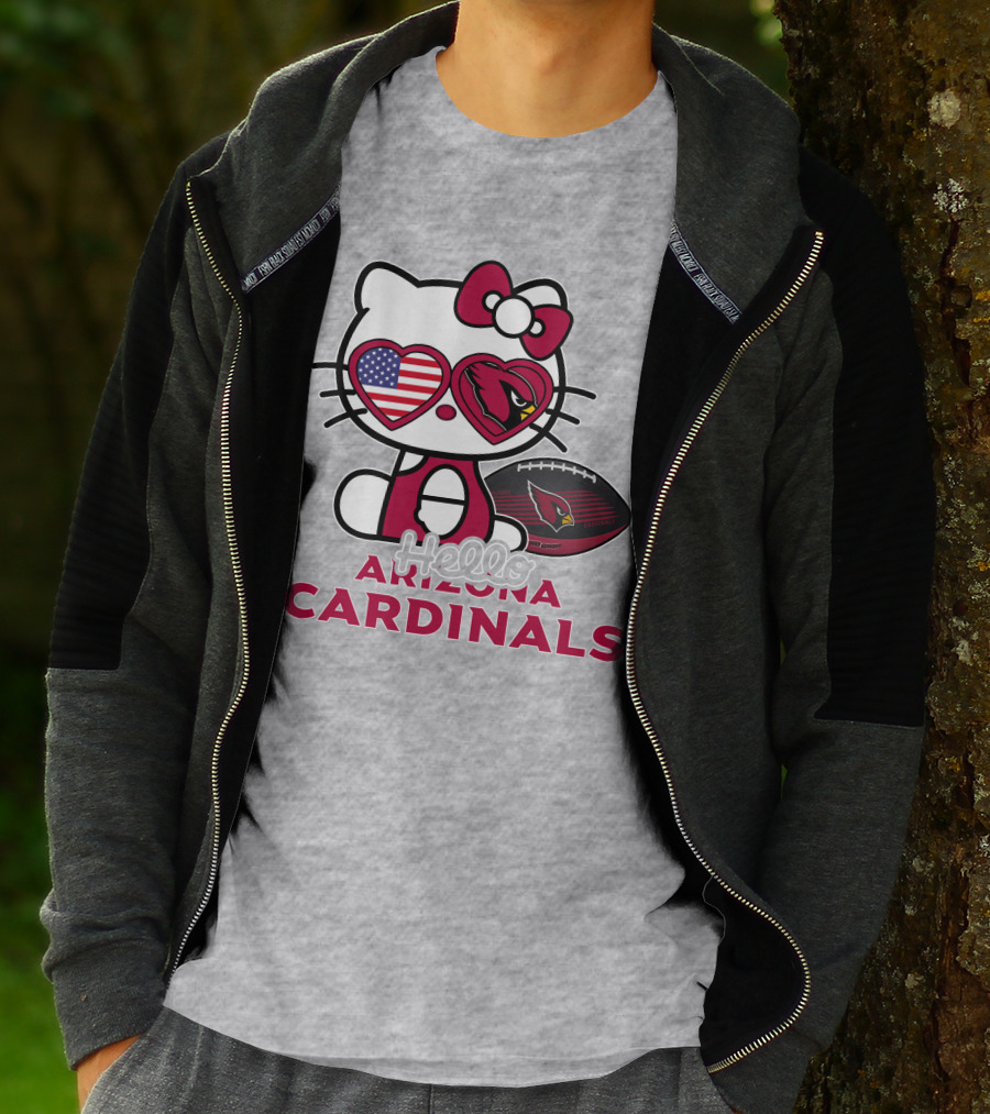 Hello Kitty Arizona Cardinals American Flag Football T-Shirt