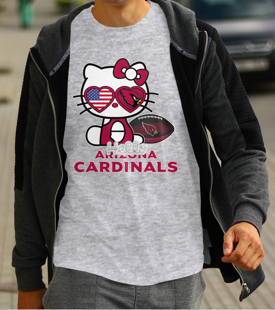 Hello Kitty Arizona Cardinals American Flag Football T-Shirt