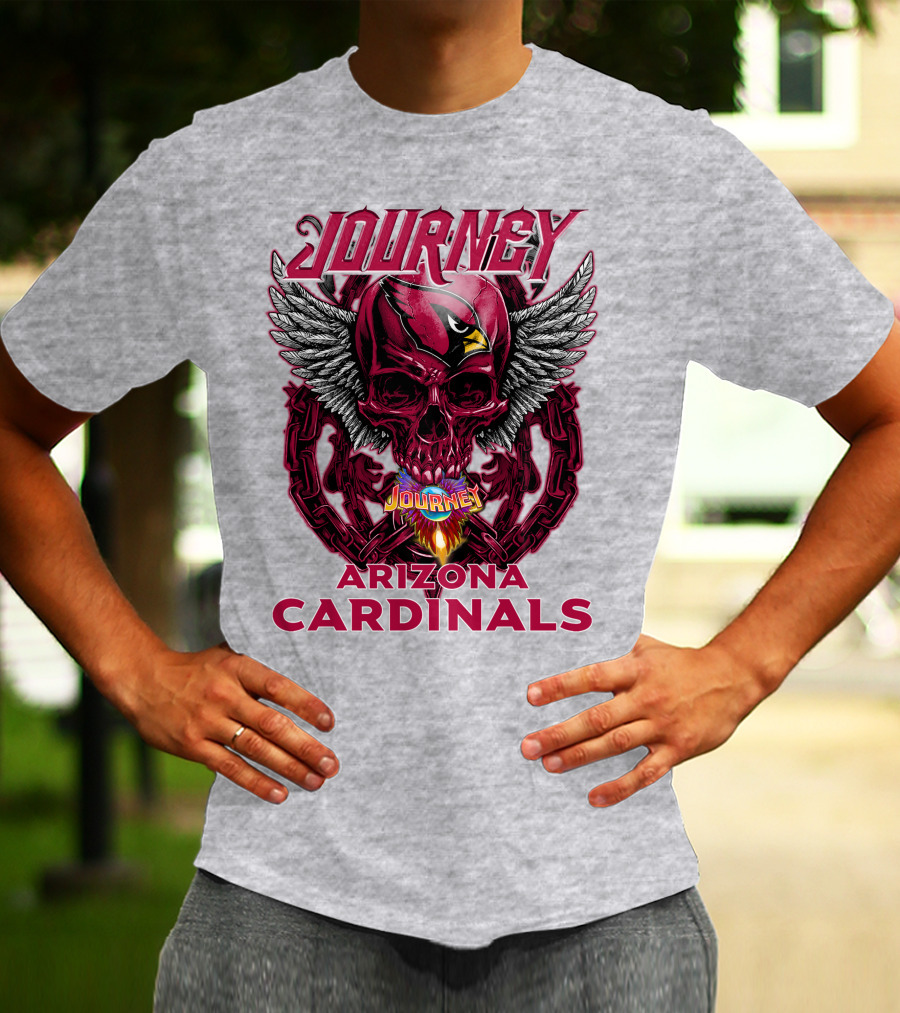 Journey Arizona Cardinals Skull Wings Flame T-Shirt