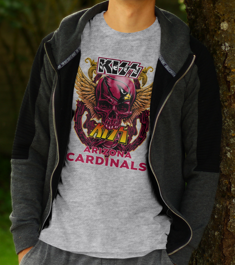 Kiss Arizona Cardinals Skull Wings T-Shirt