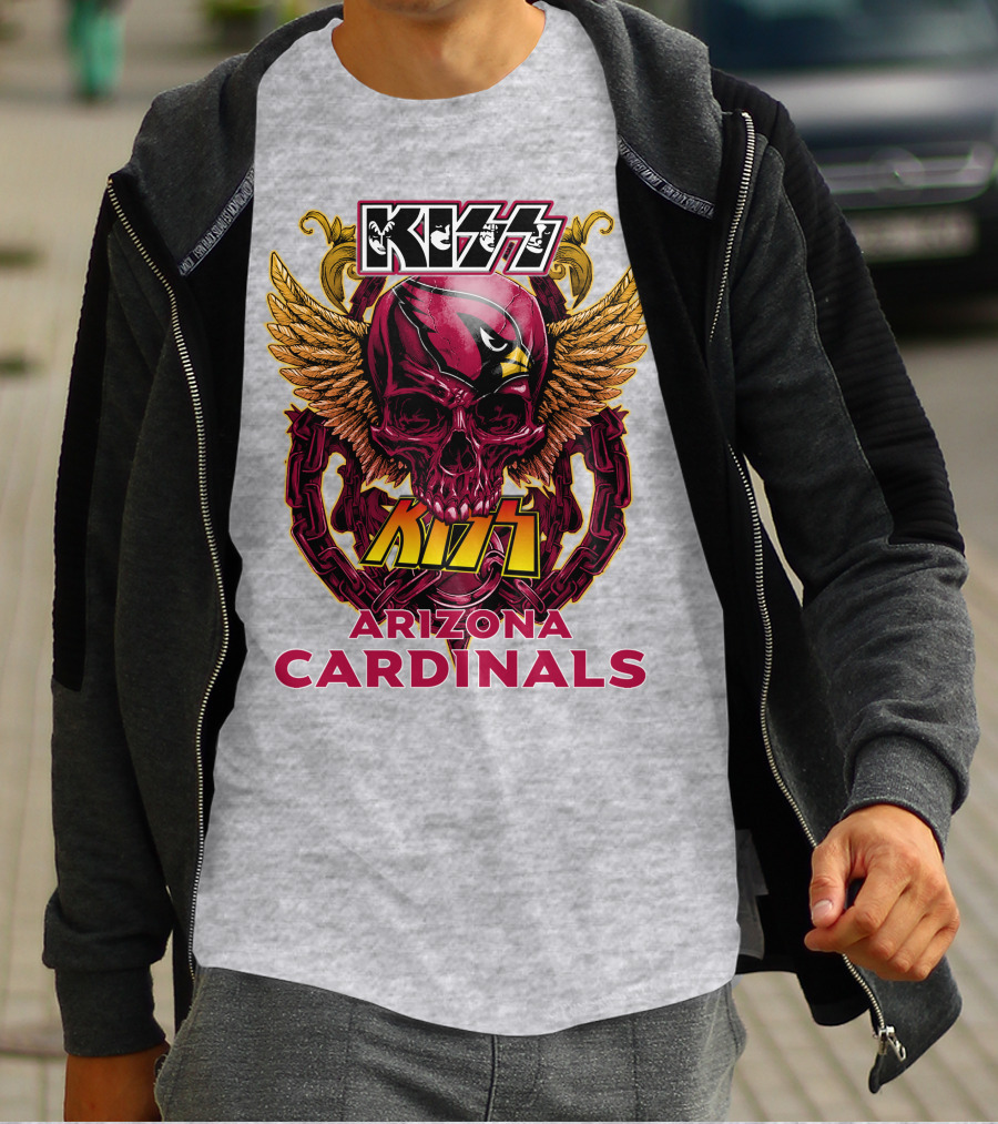 Kiss Arizona Cardinals Skull Wings T-Shirt