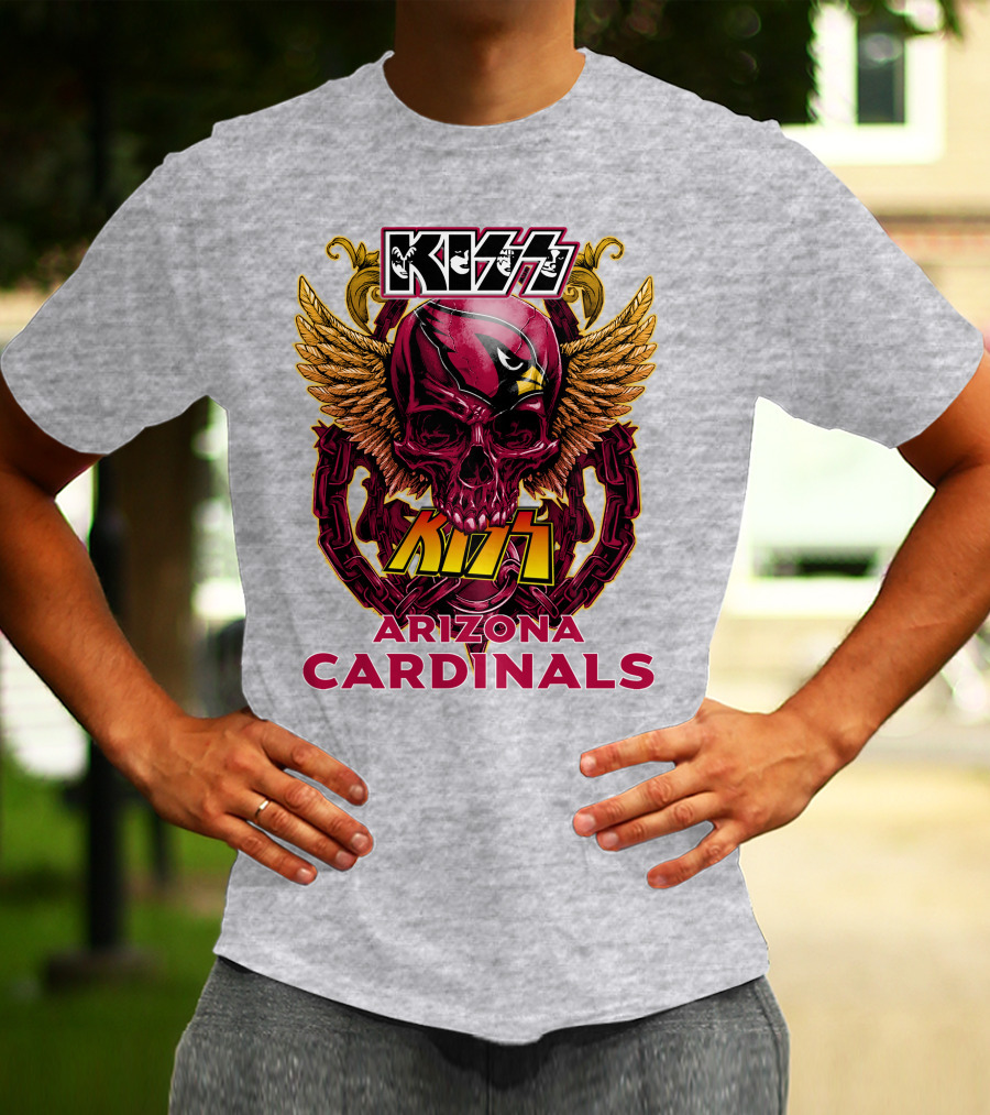 Kiss Arizona Cardinals Skull Wings T-Shirt
