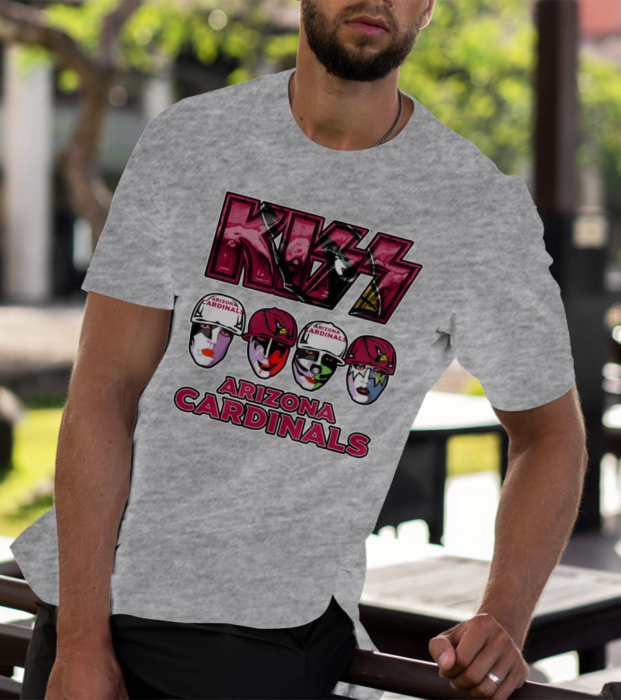 Kiss Arizona Cardinals Rock Band Helmet Faces T-Shirt