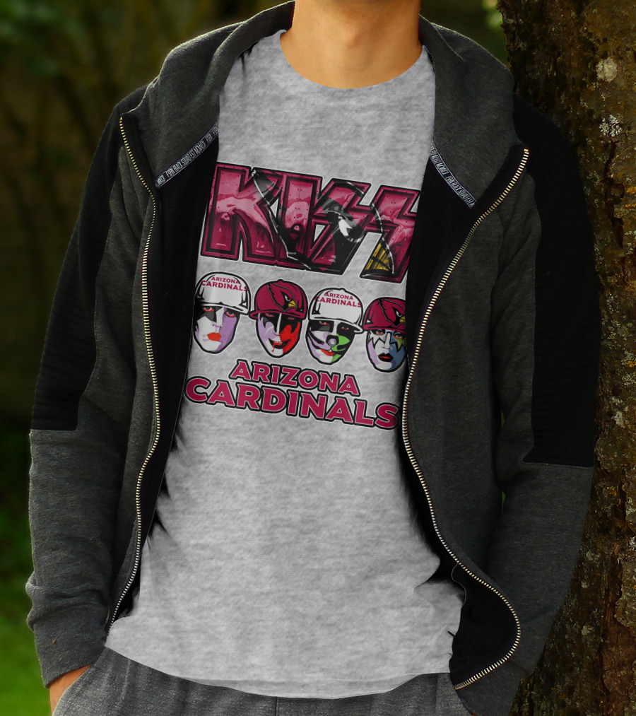 Kiss Arizona Cardinals Rock Band Helmet Faces T-Shirt