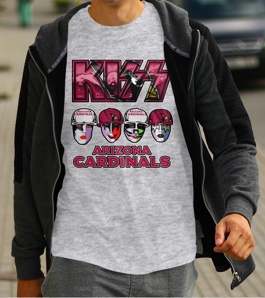 Kiss Arizona Cardinals Rock Band Helmet Faces T-Shirt