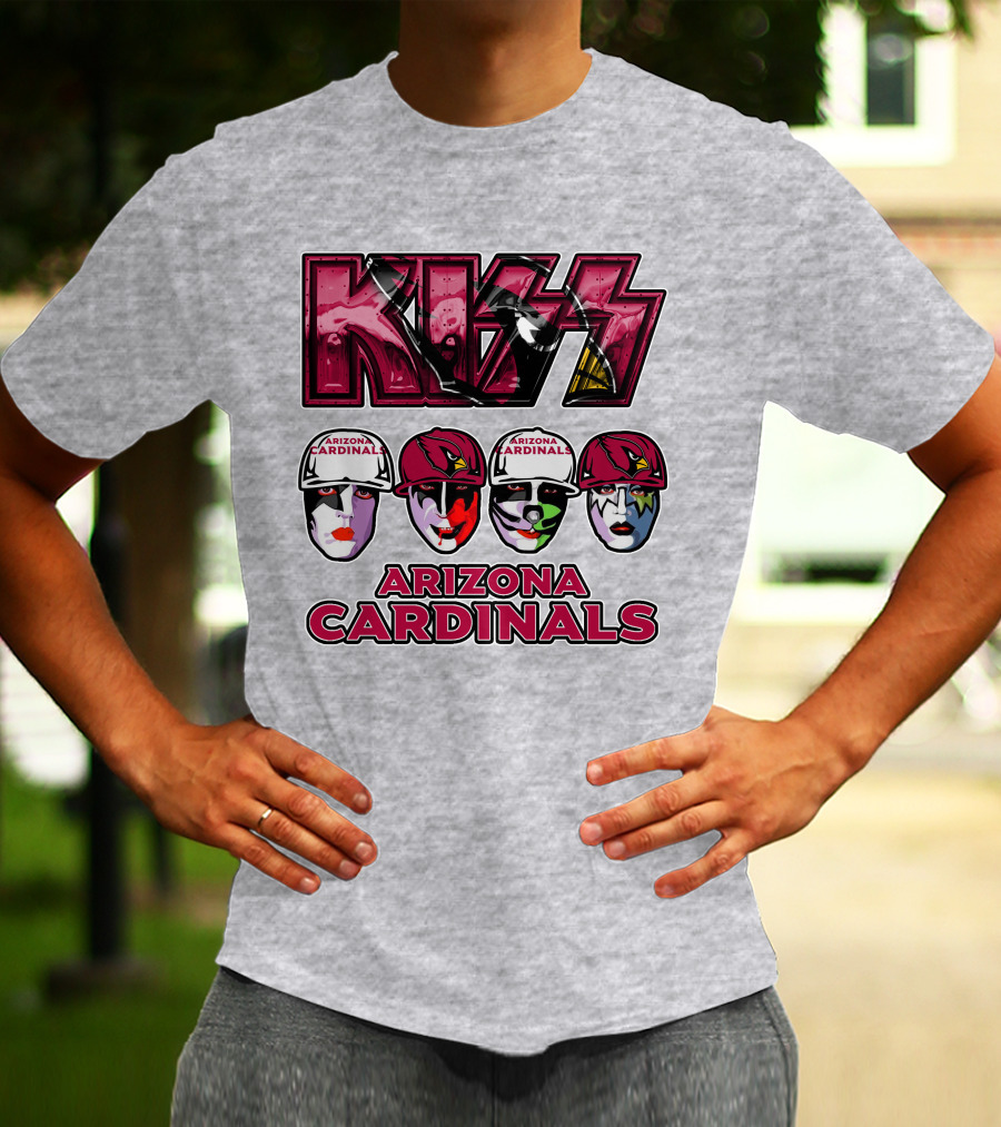 Kiss Arizona Cardinals Rock Band Helmet Faces T-Shirt