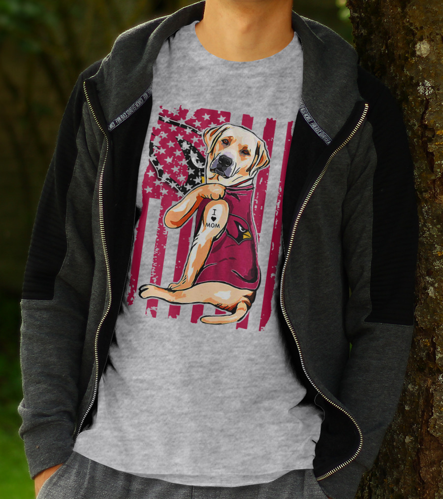 Labrador Retriever I Love Mom Arizona Cardinals Fan T-Shirt