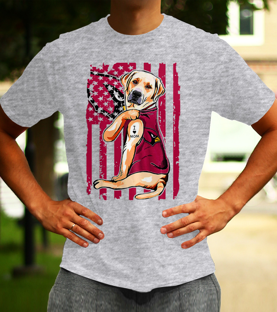 Labrador Retriever I Love Mom Arizona Cardinals Fan T-Shirt