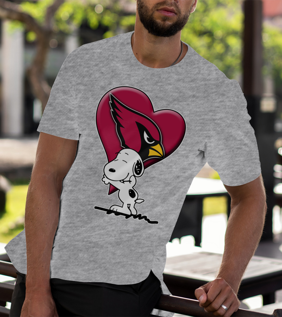 Snoopy Hugging Arizona Cardinals Heart T-Shirt