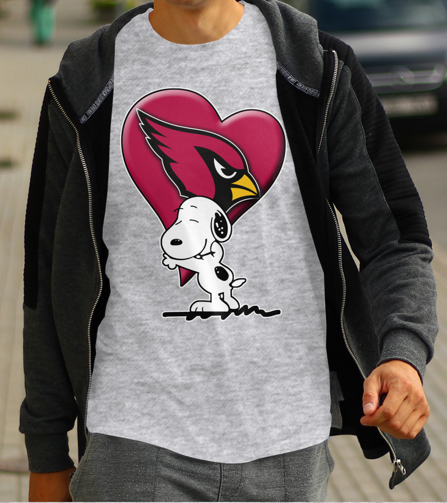 Snoopy Hugging Arizona Cardinals Heart T-Shirt