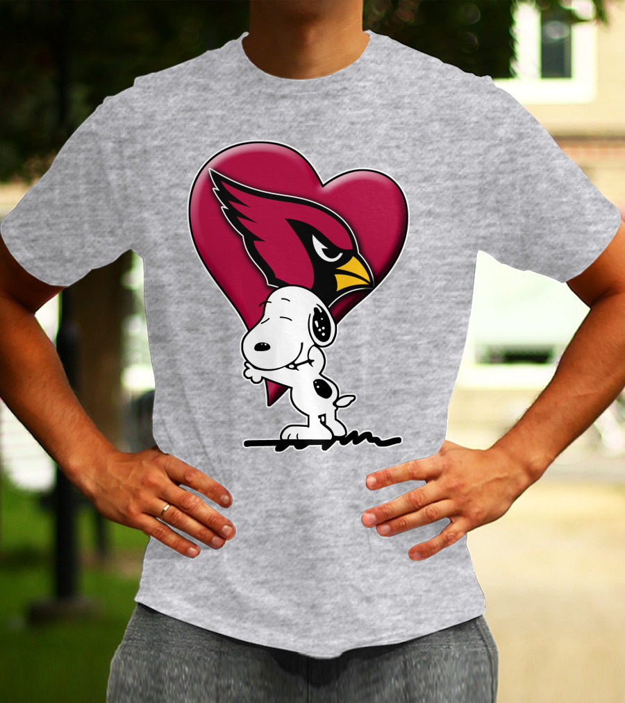 Snoopy Hugging Arizona Cardinals Heart T-Shirt