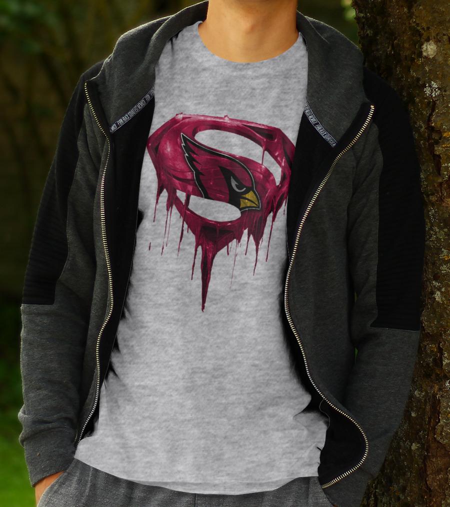 SPM Arizona Cardinals Dripping Super Hero Emblem T-Shirt