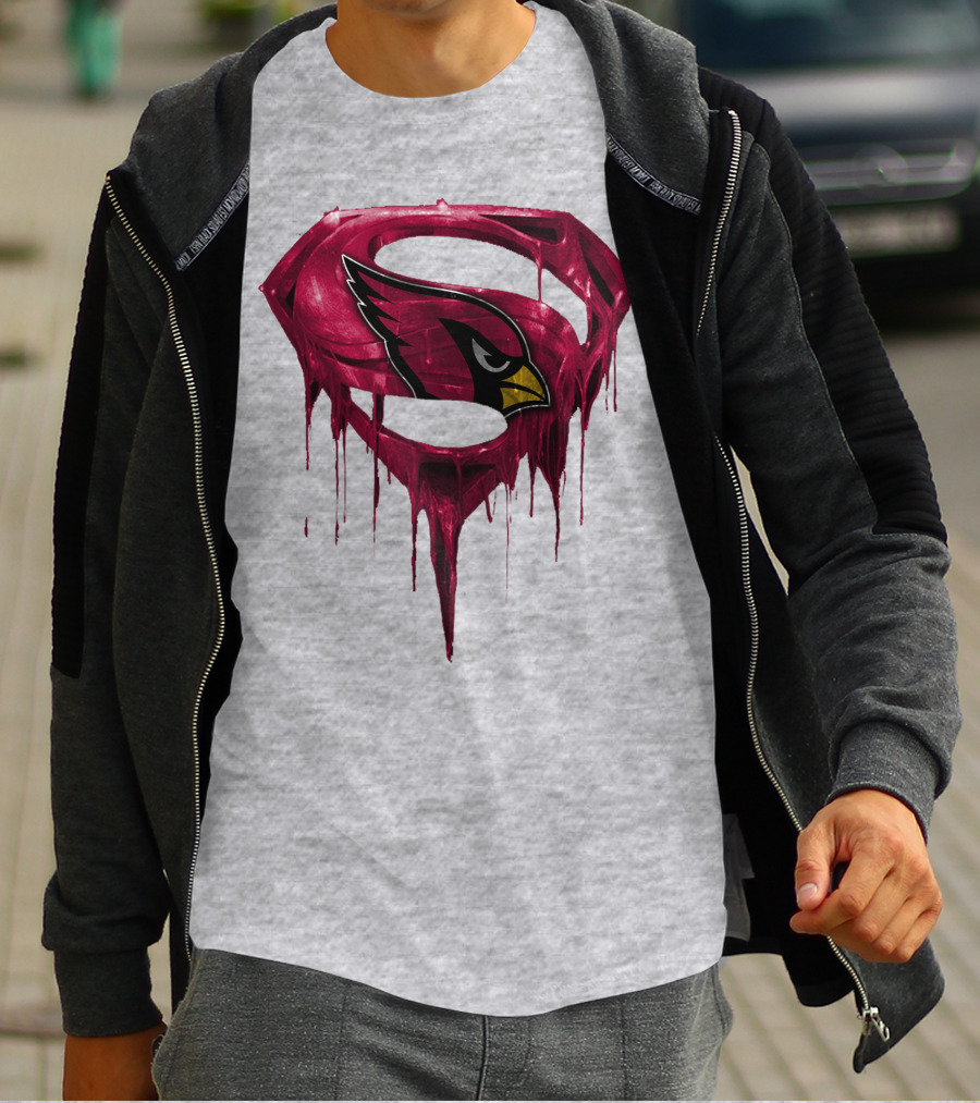 SPM Arizona Cardinals Dripping Super Hero Emblem T-Shirt
