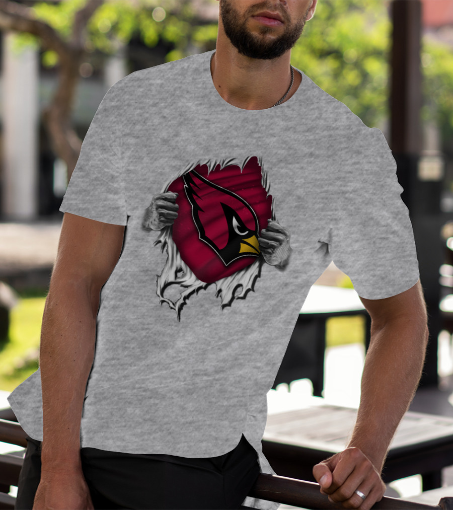 Torn Arizona Cardinals Logo Revealing Hidden Strength T-Shirt