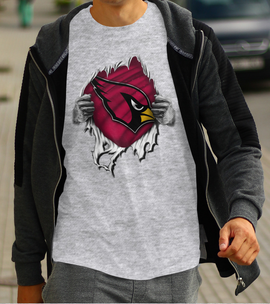 Torn Arizona Cardinals Logo Revealing Hidden Strength T-Shirt