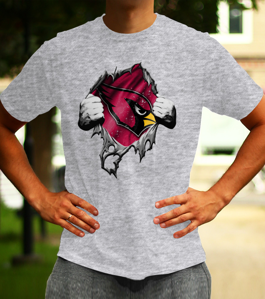 Torn Arizona Cardinals Logo With Ripped Effect And Aggressive Mascot Burst T-Shirt
