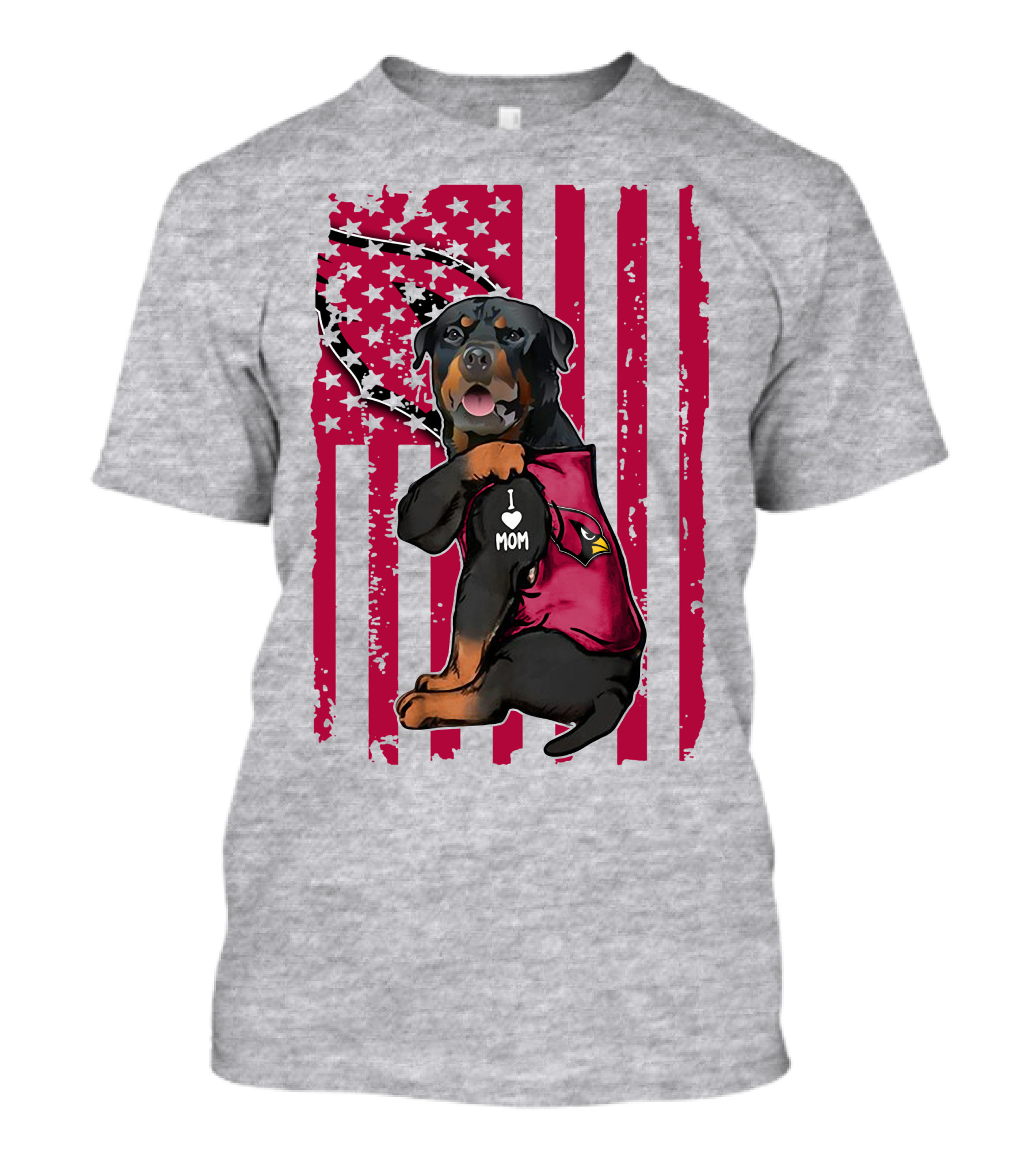 Rottweiler I Love Mom Arizona Cardinals USA Flag T-Shirt