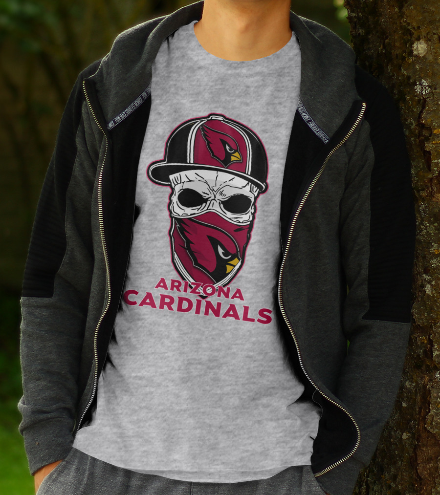 Arizona Cardinals Skull Hat T-Shirt