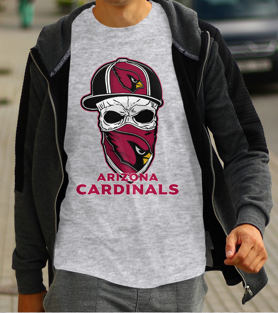 Arizona Cardinals Skull Hat T-Shirt