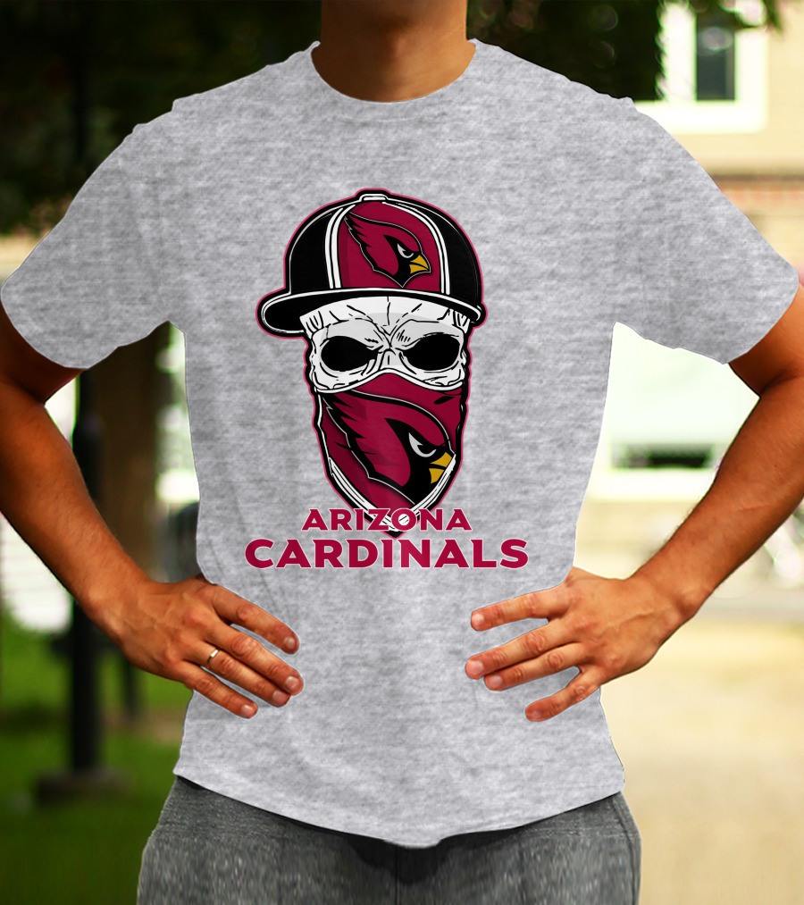 Arizona Cardinals Skull Hat T-Shirt