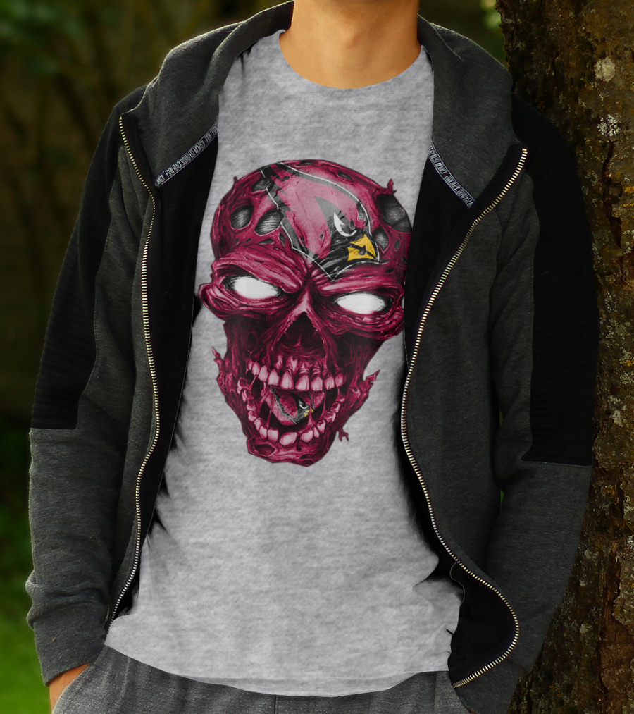 Skull V2 Arizona Cardinals Logo Fusion T-Shirt
