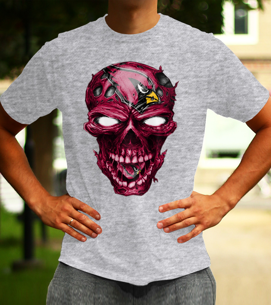 Skull V2 Arizona Cardinals Logo Fusion T-Shirt
