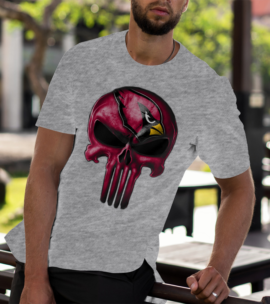 Skull Arizona Cardinals Logo Face T-Shirt