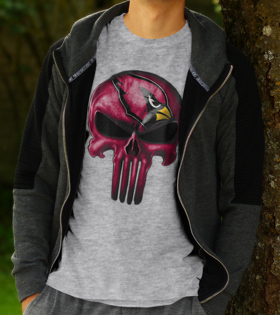 Skull Arizona Cardinals Logo Face T-Shirt