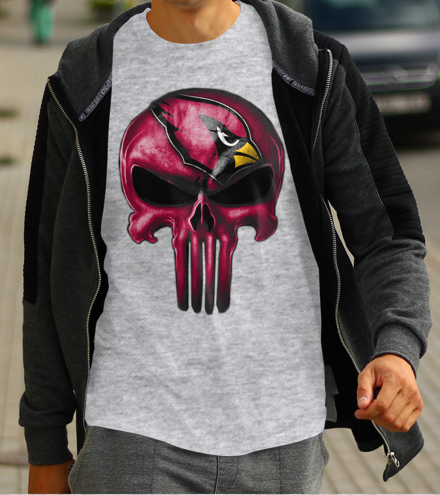 Skull Arizona Cardinals Logo Face T-Shirt