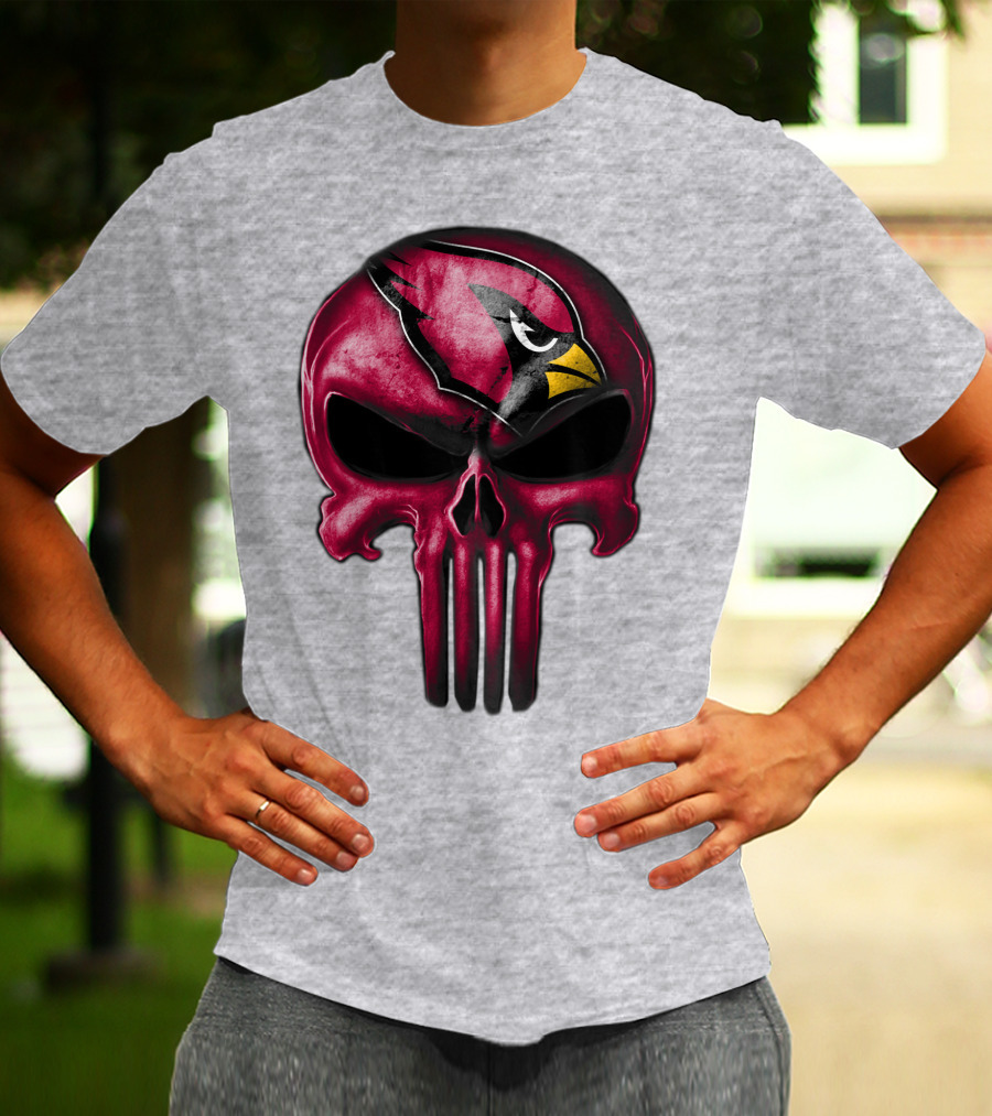 Skull Arizona Cardinals Logo Face T-Shirt