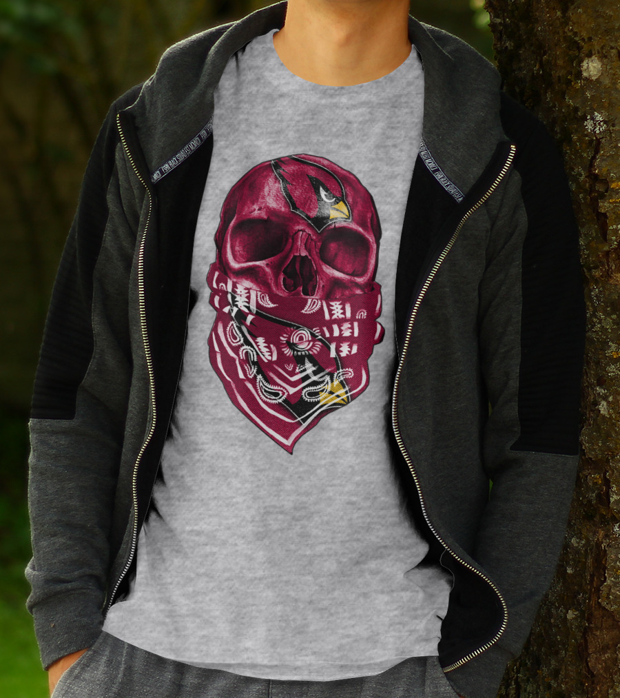 Arizona Cardinals Skull Bandana V5 T-Shirt
