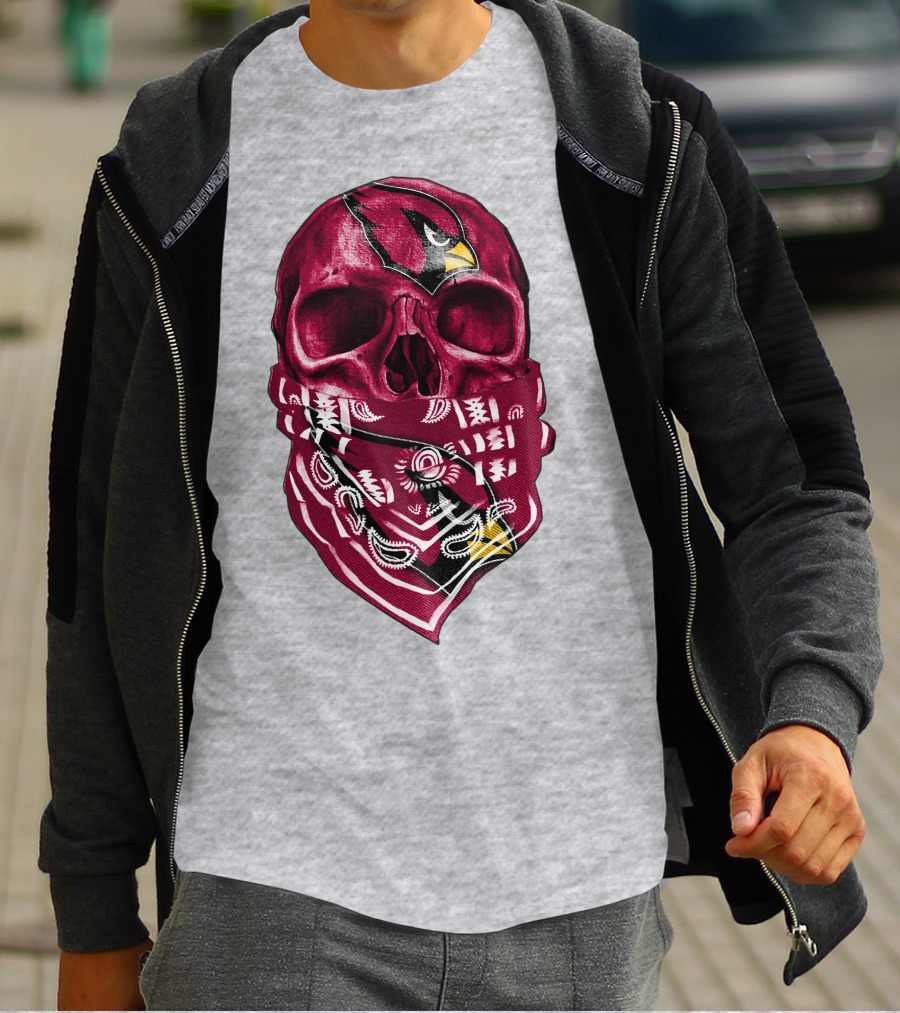 Arizona Cardinals Skull Bandana V5 T-Shirt