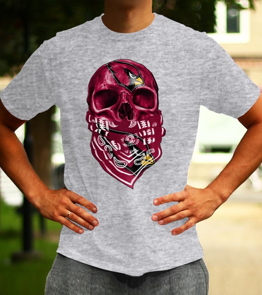 Arizona Cardinals Skull Bandana V5 T-Shirt