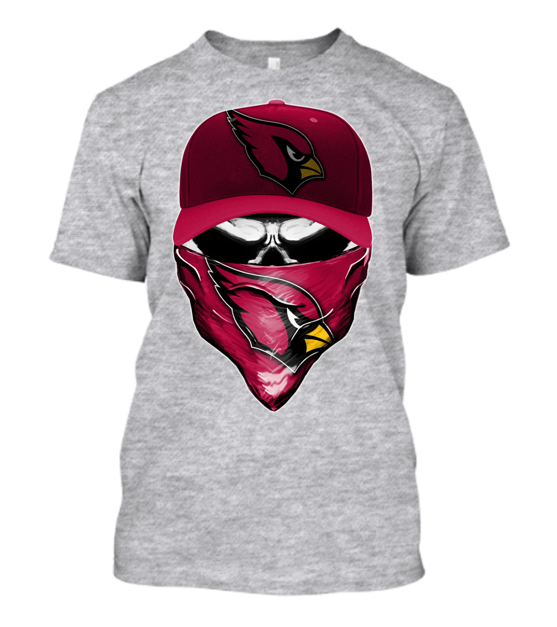 Skull V6 Arizona Cardinals Bold Logo Hat And Bandana T-Shirt