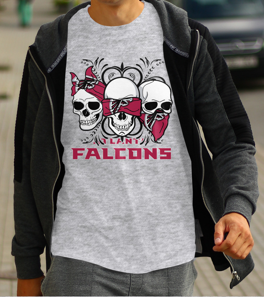 3 Skull Atlanta Falcons Bandana T-Shirt