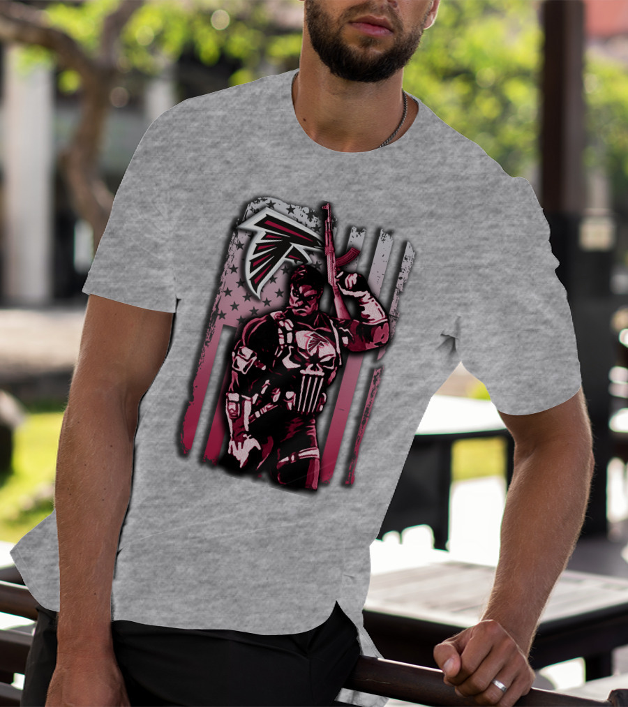 Atlanta Falcons Punisher Soldier American Flag T-Shirt