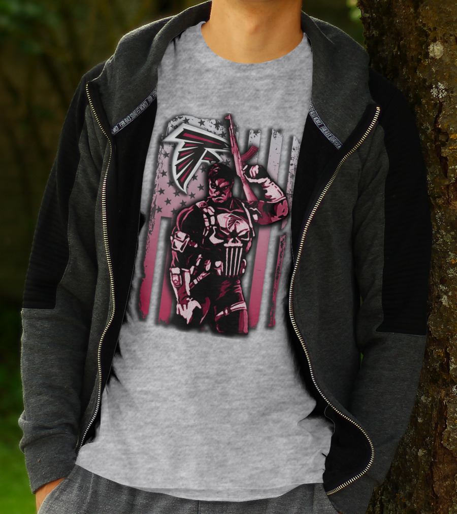 Atlanta Falcons Punisher Soldier American Flag T-Shirt