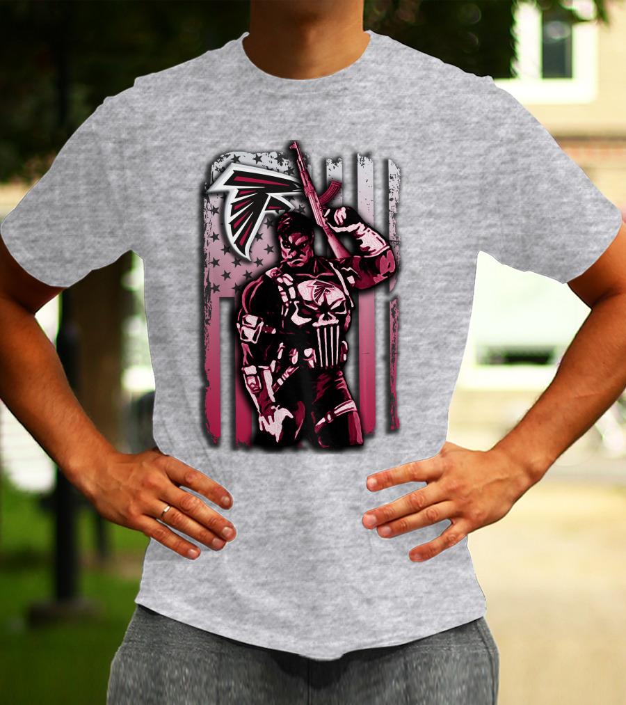 Atlanta Falcons Punisher Soldier American Flag T-Shirt