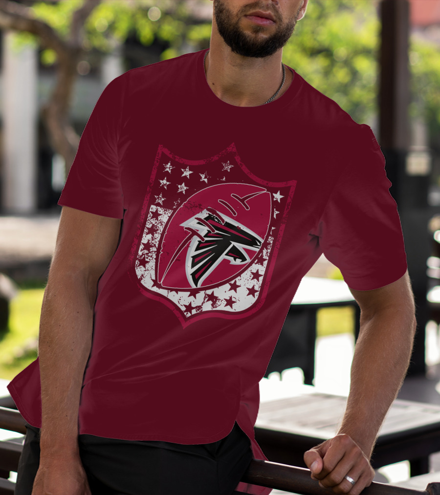 Atlanta Falcons Nfl Logo Shield 42 Red Football Stars T-Shirt