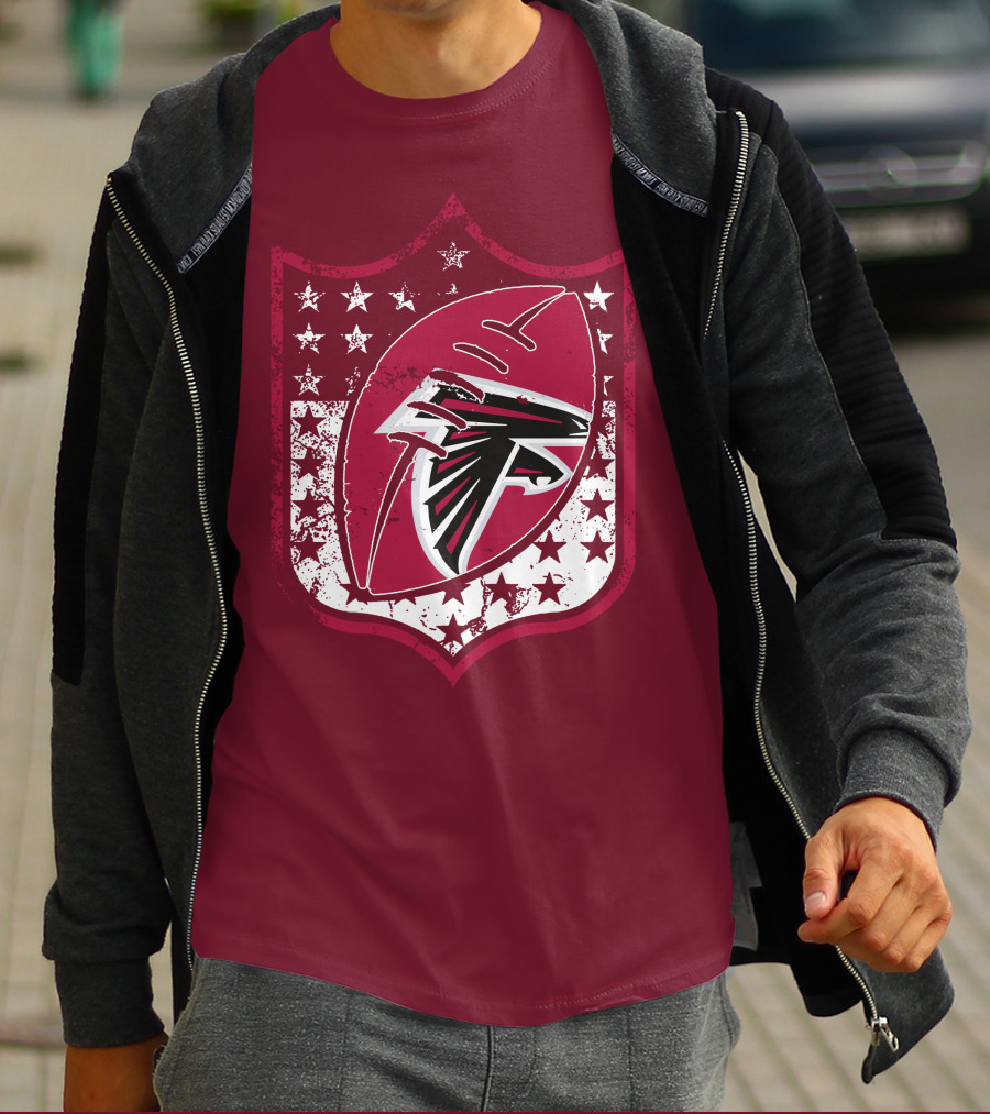 Atlanta Falcons Nfl Logo Shield 42 Red Football Stars T-Shirt