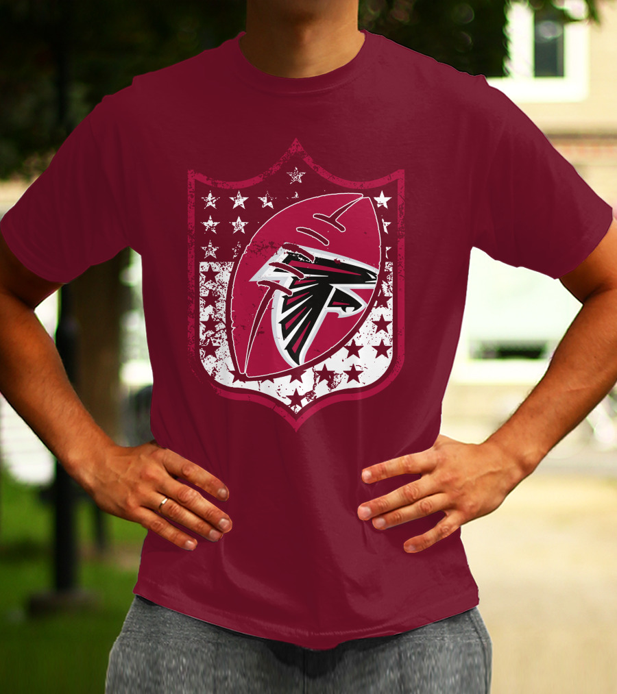 Atlanta Falcons Nfl Logo Shield 42 Red Football Stars T-Shirt