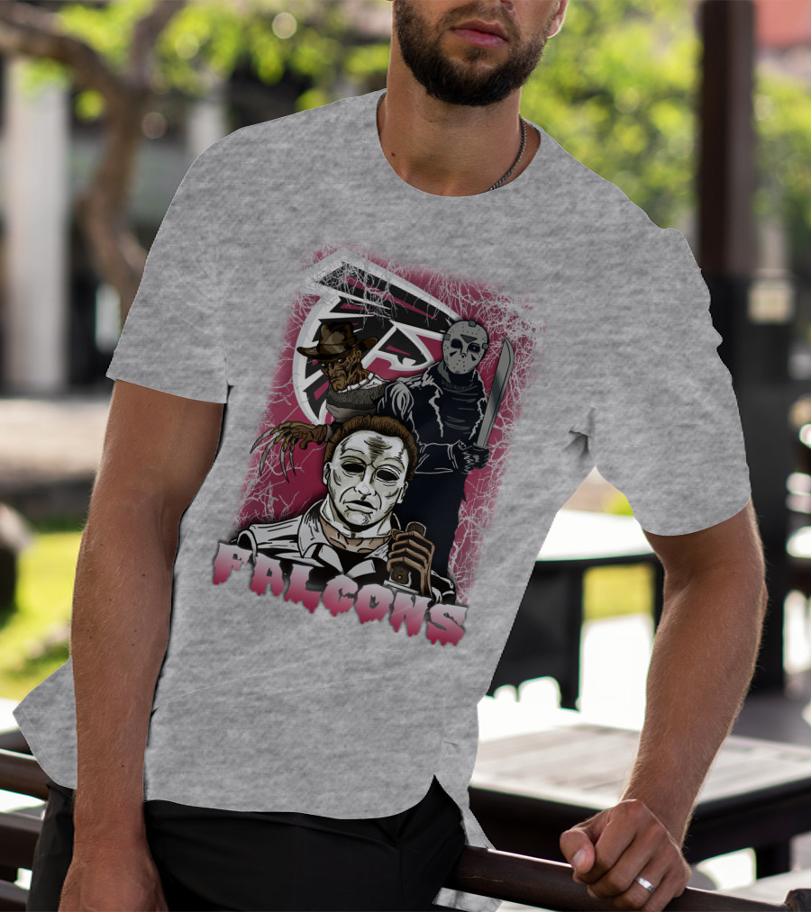 Atlanta Falcons Horror Villains Michael Myers Freddy Krueger Jason Voorhees T-Shirt