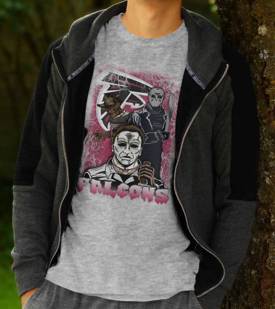Atlanta Falcons Horror Villains Michael Myers Freddy Krueger Jason Voorhees T-Shirt