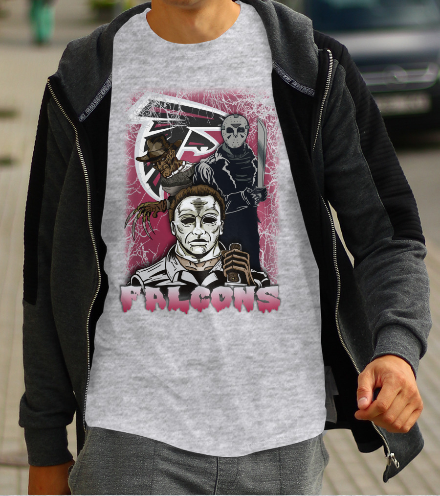 Atlanta Falcons Horror Villains Michael Myers Freddy Krueger Jason Voorhees T-Shirt