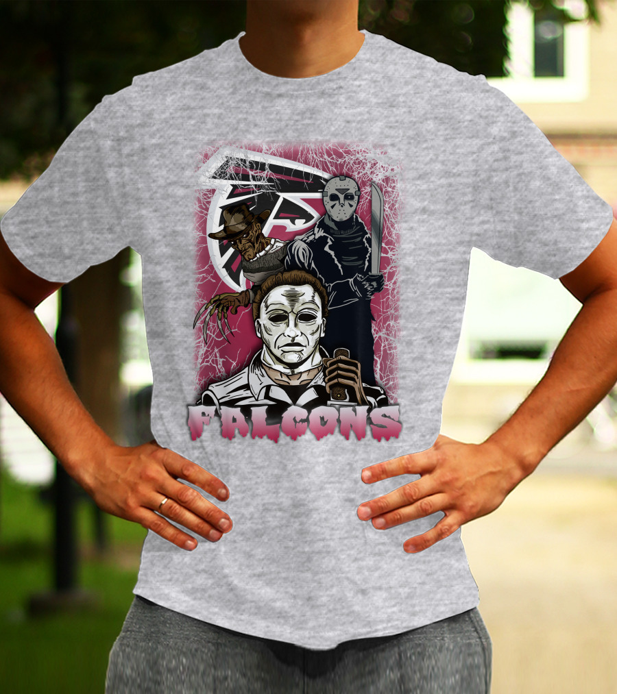 Atlanta Falcons Horror Villains Michael Myers Freddy Krueger Jason Voorhees T-Shirt