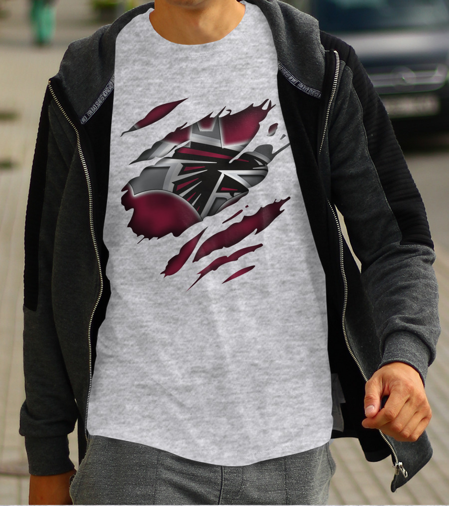 Atlanta Falcons Logo Ripped Claw Marks T-Shirt